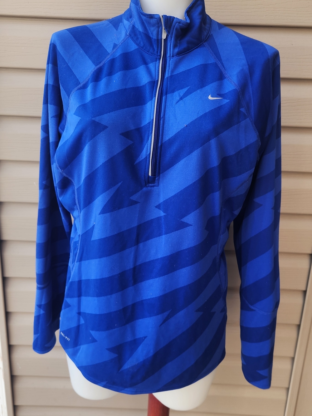 Nike Blue Athletic Long Sleeve 1/4 Zip Top Womens Large